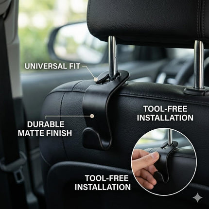 4 Pack Black Car Seat Headrest Hooks