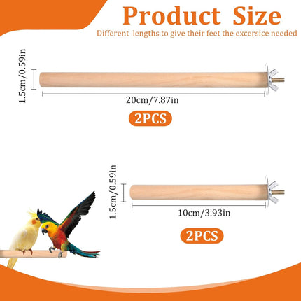 PawHaven RefugioPata 4PCS Bird Perches Parakeet Perches Wooden Parrot Perch Stand Wood Perche — Pet Supplies