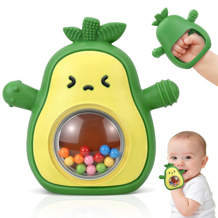 Avocado Baby Teething Mitten with Rattle
