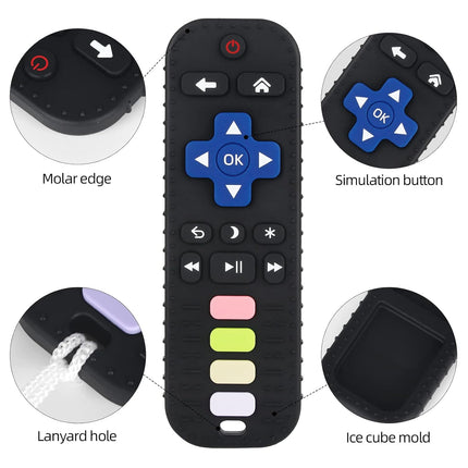 Baby Teether Toy, TV Remote Control Shape, Black, Ages 3-24 Months