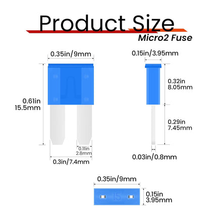 45Pcs Micro2 Car Fuse Kit, Automotive Blade Fuse Assortment