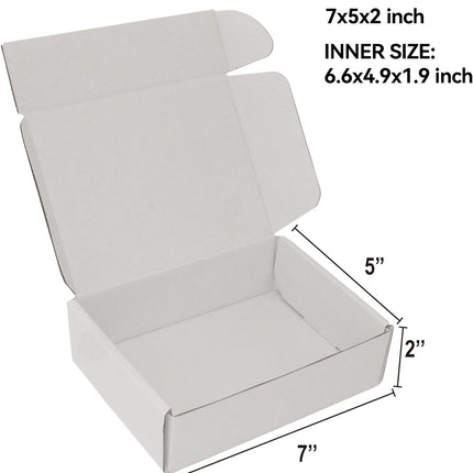 7x5x2 Inch Small Shipping Boxes 50-Pack, White Corrugated Cardboard Mailer Boxes