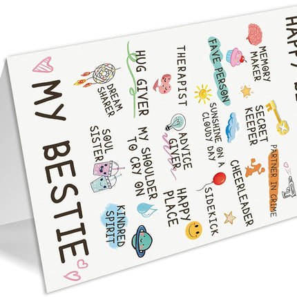 Bestie Birthday Card for Best Friend, Sister, or Women