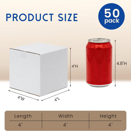 4x4x4 White Corrugated Shipping Boxes, 50 Pack