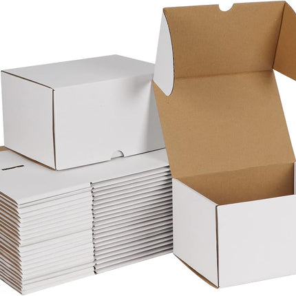 7x5x4 White Corrugated Shipping Boxes, Set of 50