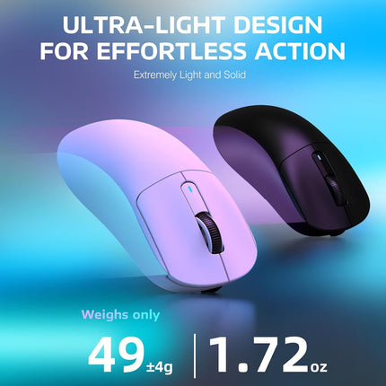 X3 Wireless Gaming Mouse - 49g Ergonomic, 26K DPI, White