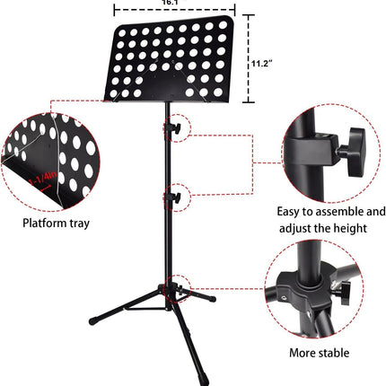 SourceToHome FuenteACasa Sheet Music Stand with Light & Phone Holder, 57" Music Stand — Home & Lifestyle