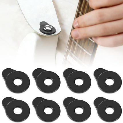 8PCS Rubber Guitar Strap Locks, Black Anti-Slip & Noise-Free Strap Retainers Quick Fit, Tool-Free Installation, Soft Lightweight Strap Buttons