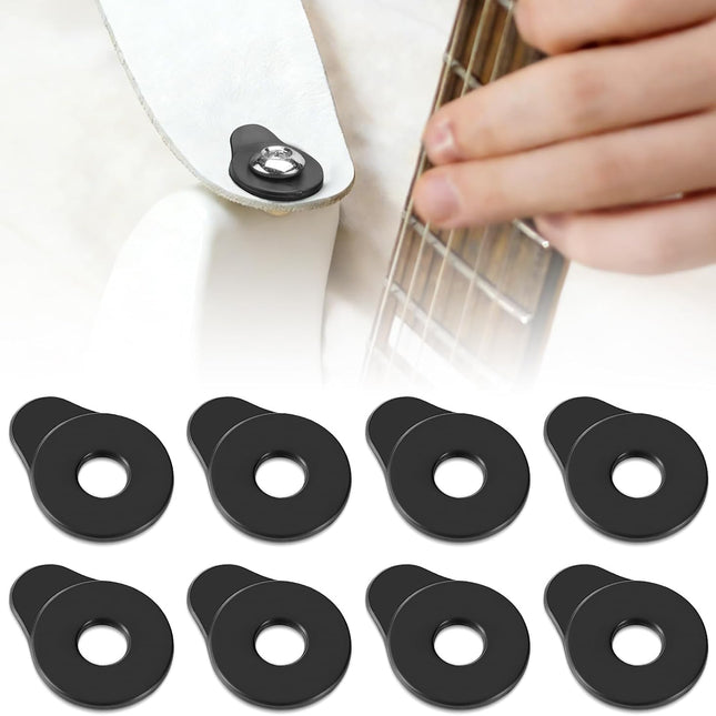 8PCS Rubber Guitar Strap Locks, Black Anti-Slip & Noise-Free Strap Retainers Quick Fit, Tool-Free Installation, Soft Lightweight Strap Buttons