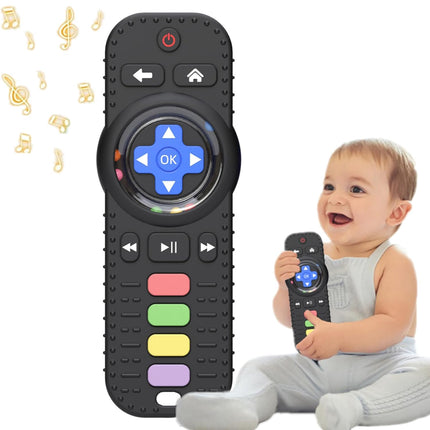 Black Silicone Baby Teether Remote Control Rattle Toy
