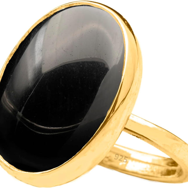 Natural Amazonite Crystal Ring 24K Gold Vermeil 925 Sterling Silver Oval — Home & Lifestyle