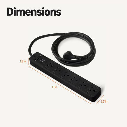 6-Outlet Surge Protector Power Strip, 790 Joules, 6 ft Cord, Black