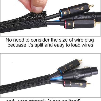 10 ft Black 1/2 Inch Split Cable Sleeve Cord Protector