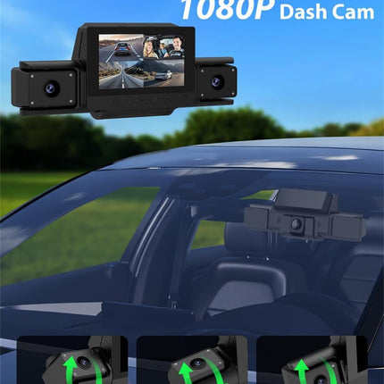 360 4-Channel 1080P Dash Cam with GPS, WiFi, App Control and 32GB Card