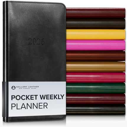 Pocket Weekly Monthly Planner 2025-2026 - Freeport Metallic Purple, 6 x 3.25 in