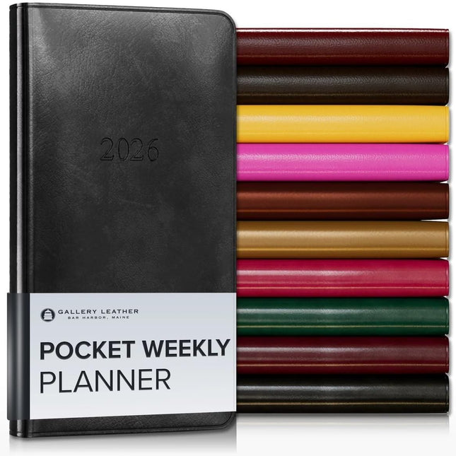 Pocket Weekly Monthly Planner 2025-2026 - Freeport Metallic Purple, 6 x 3.25 in