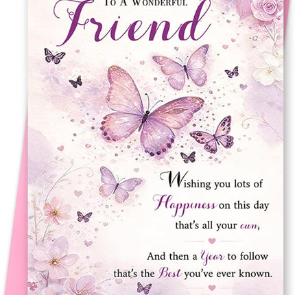 Butterfly Floral Birthday Card for Best Friend