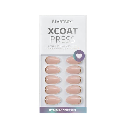 Short Almond Gold Foil Press On Nails Kit
