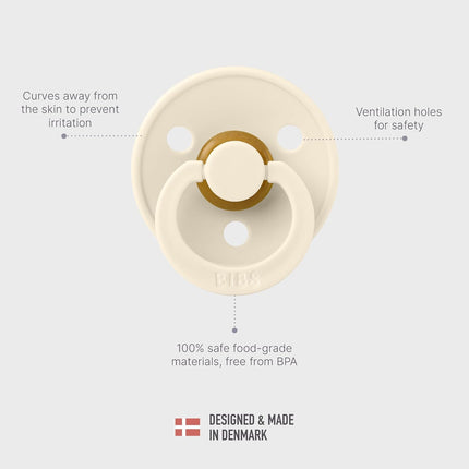 Blush/Ivory Natural Rubber Baby Pacifier Set, 0+ Months