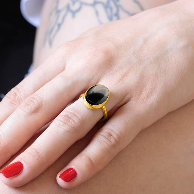 Natural Amazonite Crystal Ring 24K Gold Vermeil 925 Sterling Silver Oval — Home & Lifestyle