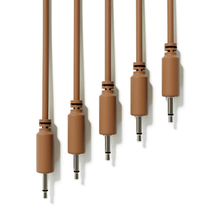 5-Pack Mono Modular Patch Cables - TS 3.5mm 1/8 in, Brown, 15 cm