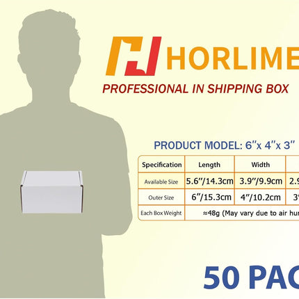 6 x 4 x 3 Inch White Corrugated Literature Mailer Boxes, Set of 50