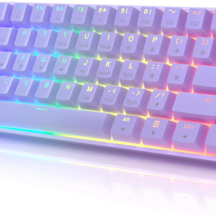 61-Key Mechanical Gaming Keyboard with RGB Backlighting - White, Optical Brown