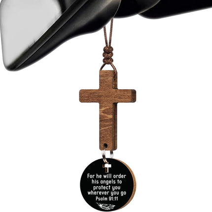 Bible Verse Cross Car Mirror Hanging Ornament Gift for Dad