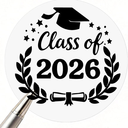 100pcs Class of 2026 Clear Waterproof Graduation Stickers