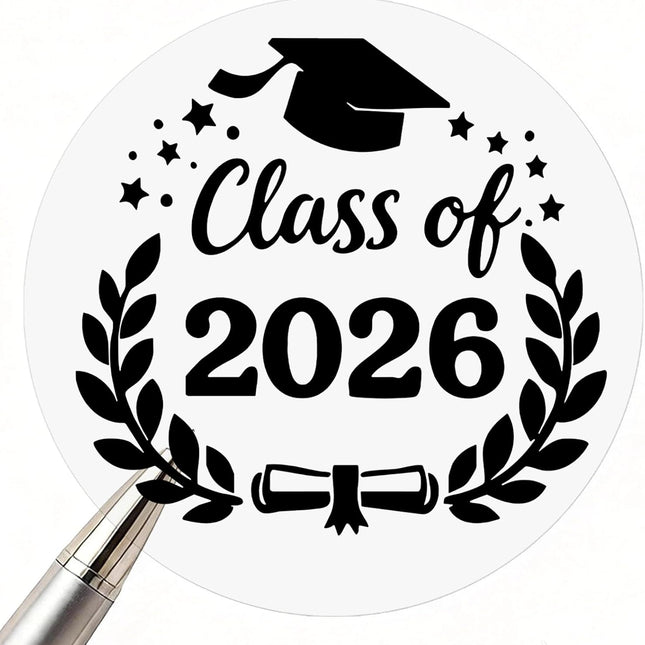 100pcs Class of 2026 Clear Waterproof Graduation Stickers
