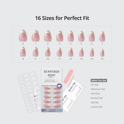 French Tip Press On Nails - Sunprint Dress Pink Short Almond Kit