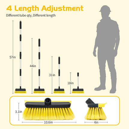 56-Inch Long Handle Car Wash Brush with Soft Bristle and Squeegee