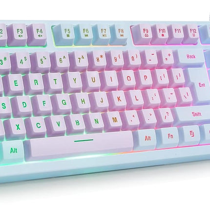 USB Wired Rainbow LED Gaming Keyboard, Purple Blue
