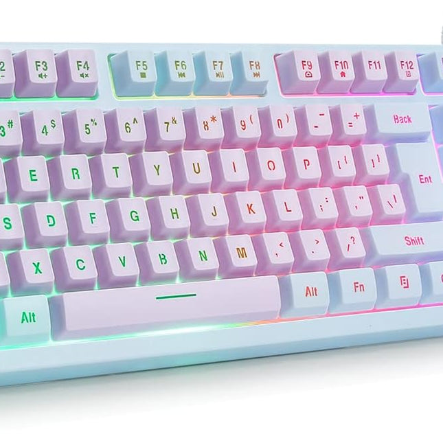 USB Wired Rainbow LED Gaming Keyboard, Purple Blue