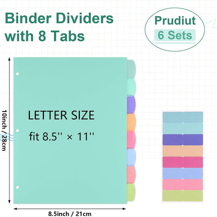 6 Sets of 48Pcs Waterproof Plastic Binder Dividers with Tabs