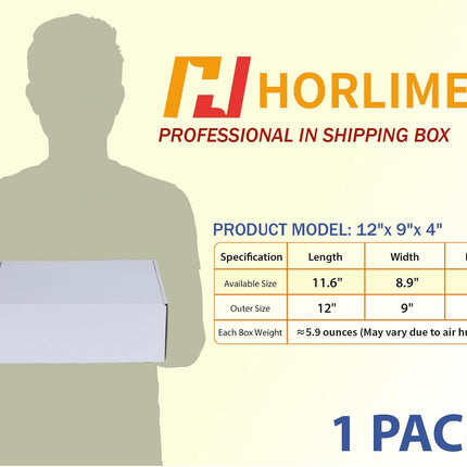 12 x 9 x 4 in White Corrugated Shipping Box