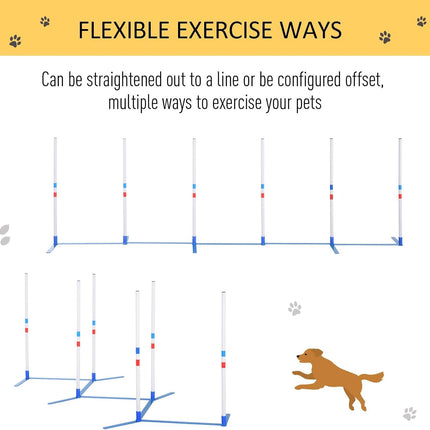 PawHaven RefugioPata Lightweight Dog Agility Weave Pole Kit 6 Adjustable PE Poles — Pet Supplies