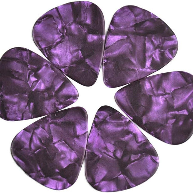 Celluloid Purple Pearl Guitar or Bass Pick - 0.71 mm Medium Gauge - 351 Shape - 6 Pack
