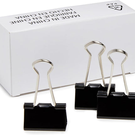 Sturdy Medium Black Binder Clips, 1.25 Inch, 96 Count