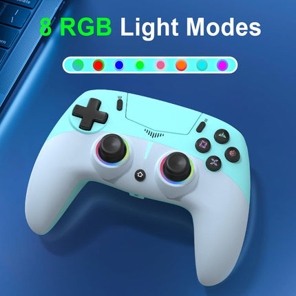 MWCG Wireless LED Controller for PS5, Compatible with PS5 Pro/Slim/PC, Dual Vibration, Modded Function, 8 Light Modes, 3.5mm Audio Jack, 6-Axis Motion Contro Gamepad with Speaker