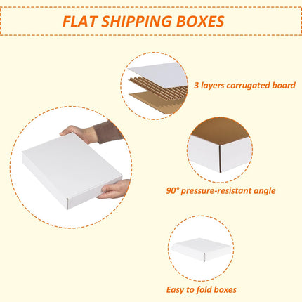 12x9x2 Inch White Corrugated Box Mailers, Set of 25