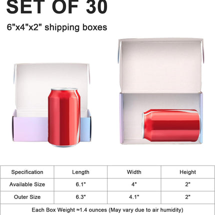 6x4x2 Inch Small Shipping Boxes, 30 Pack Purple Mailing Boxes