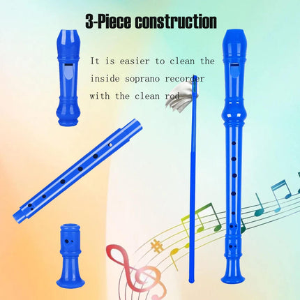 8 Hole Soprano Recorder with Cleaning Rod and Bag, Professional German Style C Key Recorder