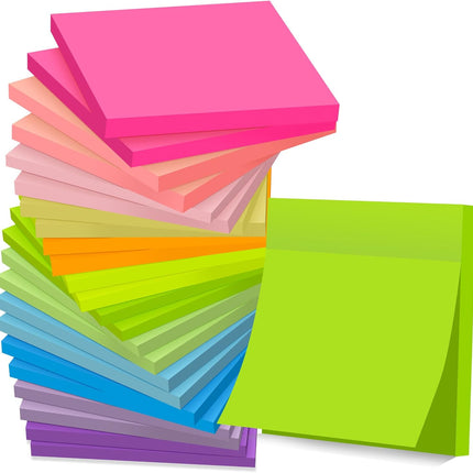 (24 Pads) Sticky Notes 3x3 — 12 Bright Colors Mixed Pack - image 1