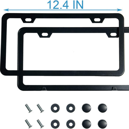 2-Piece Premium Matte Black Aluminum License Plate Frames
