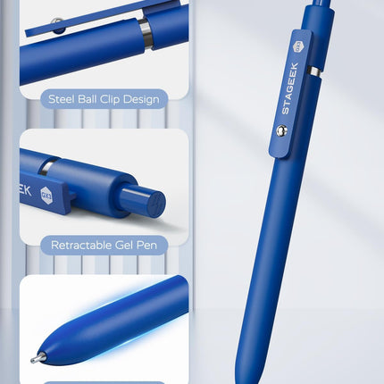 SourceToHome FuenteACasa STAGEEK Blue Gel Pens GX3, 12Pcs Quick Dry Blue Ink Pens with 3 Extra — Home & Lifestyle