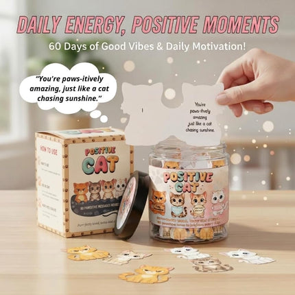 PawHaven RefugioPata Positive Cat Jar with 60 Daily Affirmation Cards, Emotional Support Gift — Pet Supplies