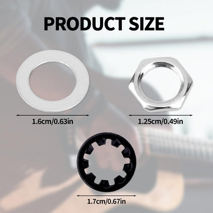 SourcetoHome 12pcs 3/8" Guitar Jack Nut and Washer, Input/Output Socket Nut & Washer Replacement Parts for Electric Guitar Bass Acoustic Amp Hardware Repair - supplement facts label
