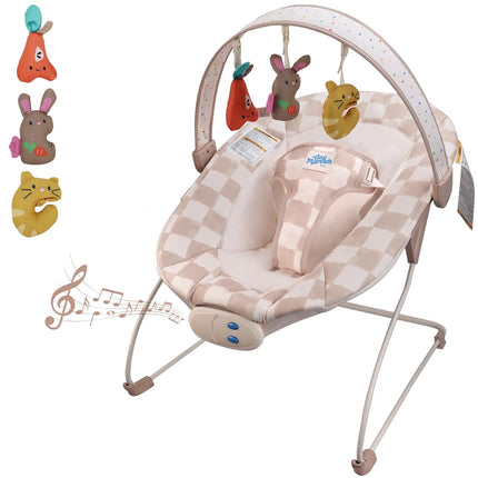 Baby Bouncer Seat with Music & Sensory Toys - Sand Check