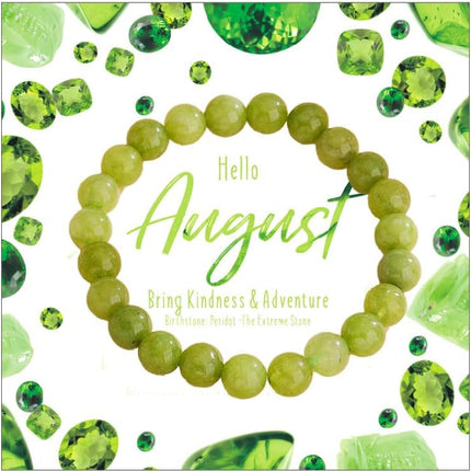 August Birthstone Peridot Stretch Beaded Bracelet
